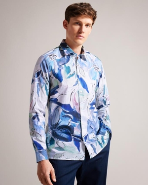 Chemises Ted Baker Painted Floral Print Multicolore Homme | QUL-93624387